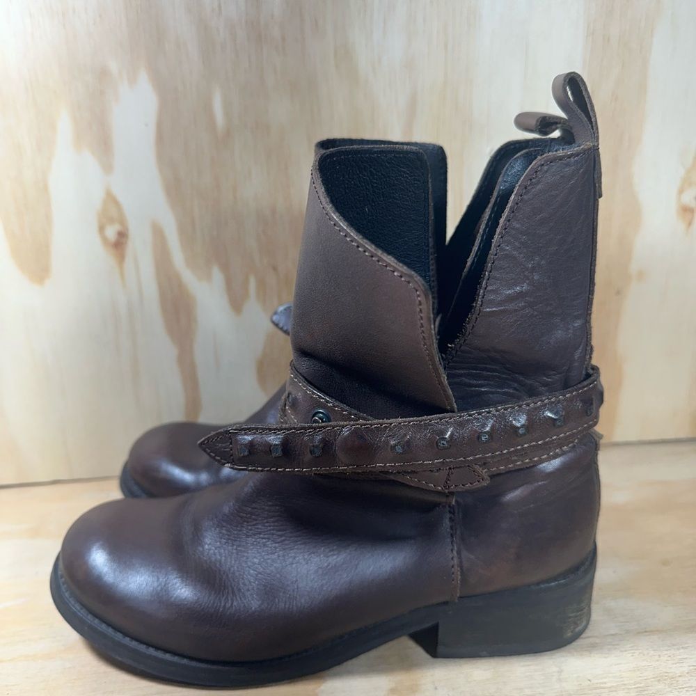 Diesel Studded Dark Brown Leather Ankle Boots Women’s Size 8.5